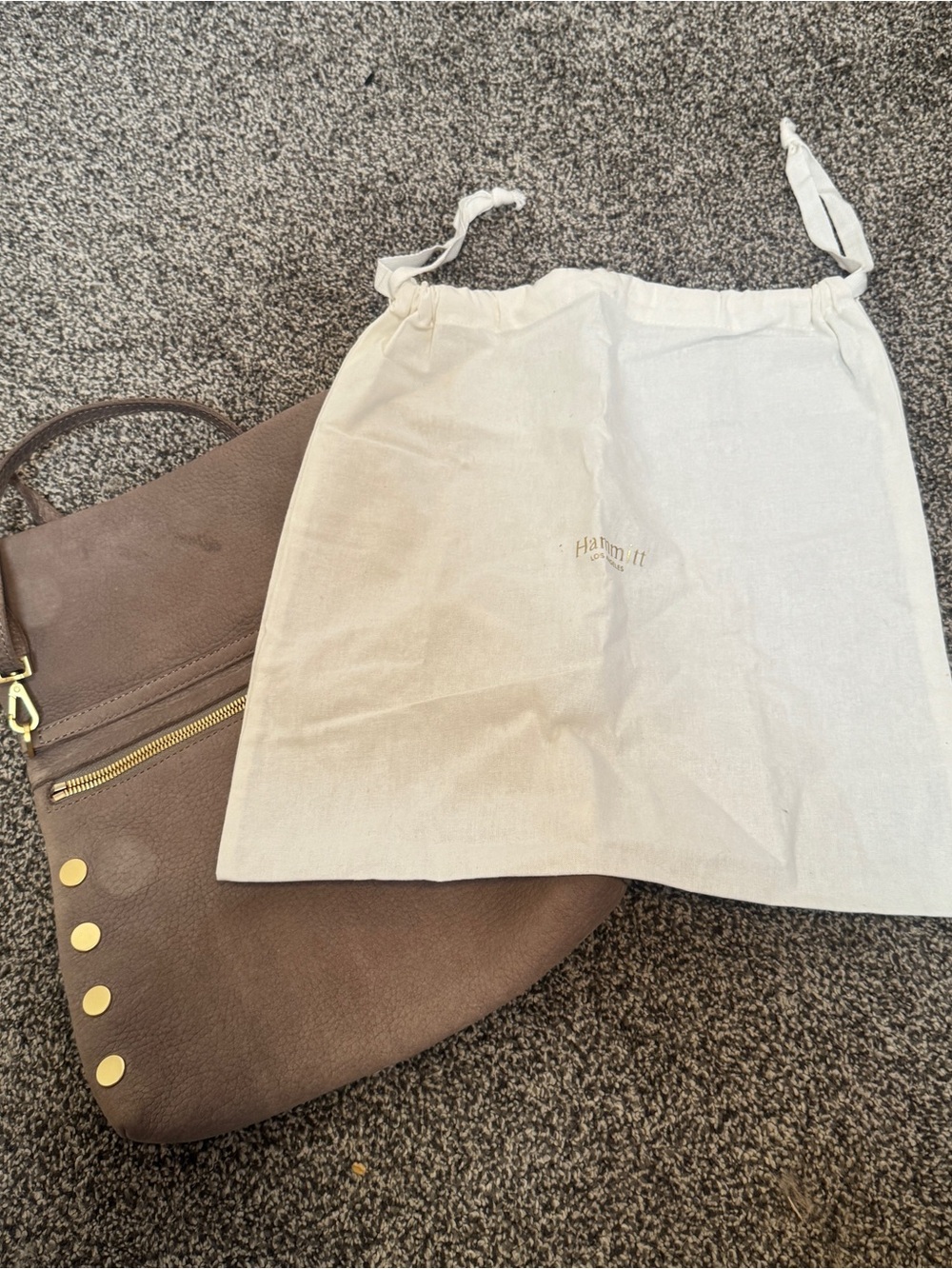 Hammitt VIP Medium Crossbody Bag Pewter Brushed Gold Leather Clutch Purse - Picture 11 of 13